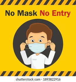Keine Maske, kein Zutritt, Mann mit Gesichtsmaske