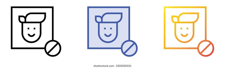 no mask icon. Linear, Blue Fill and Gradient Style Design Isolated On White Background