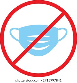 Kein Maskensymbol. Entfernen Sie die Symbole für die Gesichtsabdeckung. Maskenverbot Grafikdesign. Kein Symbol für die Gesichtsabdeckung. Identitätsüberprüfungszeichen
