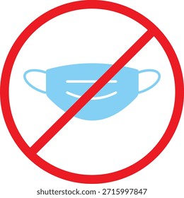 Kein Maskensymbol. Entfernen Sie die Symbole für die Gesichtsabdeckung. Maskenverbot Grafikdesign. Kein Symbol für die Gesichtsabdeckung. Identitätsüberprüfungszeichen

