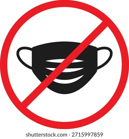 Kein Maskensymbol. Entfernen Sie die Symbole für die Gesichtsabdeckung. Maskenverbot Grafikdesign. Kein Symbol für die Gesichtsabdeckung. Identitätsüberprüfungszeichen
