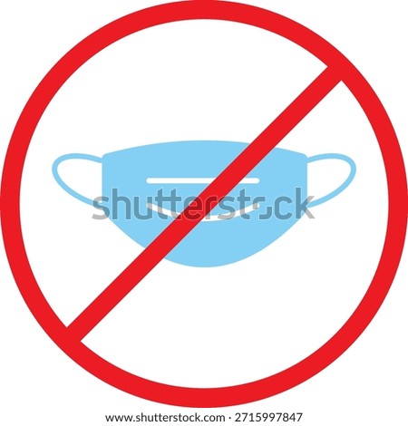 no mask icon. Remove face covering symbols. Mask prohibition graphic design. No face cover symbol. Identity verification sign
