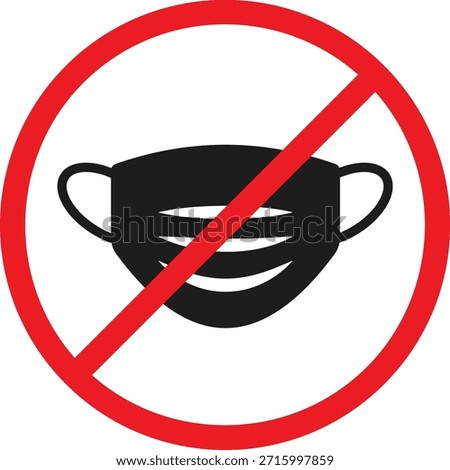 no mask icon. Remove face covering symbols. Mask prohibition graphic design. No face cover symbol. Identity verification sign
