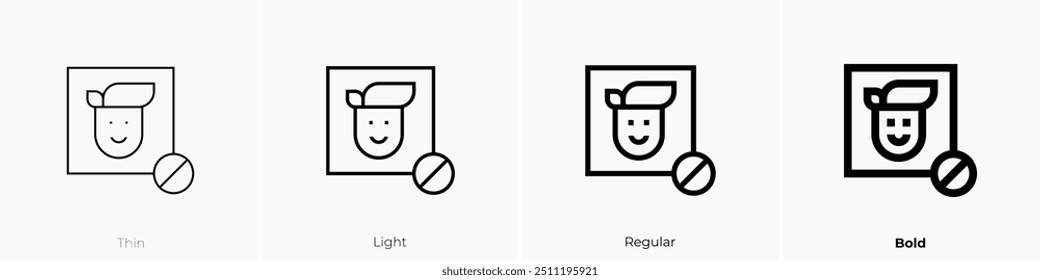 no mask icon. Thin, Light Regular And Bold style design isolated on white background