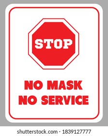 No Mask No Service with a stop sign, Warning Sign Vector Sticker - Shutterstock ID 1839127777