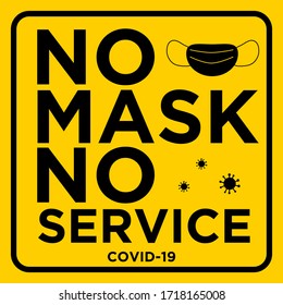 No Mask No Service Yellow Warning Sign Vector Sticker