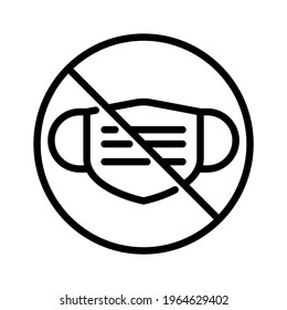No mask sign. Line vector. Isolated on white background.