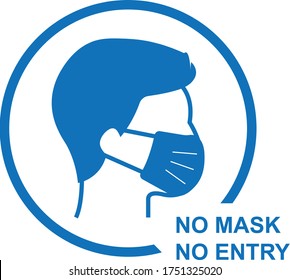 Sin máscara, sin icono de entrada. ilustración vectorial. Hombre con máscara facial (versión azul)