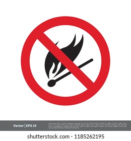 no match no fire flame icon sign logo template