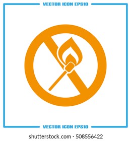 No matches and fire sign  vector EPS 10, abstract icon  flat design,  illustration modern isolated badge for website or app - stock info graphics