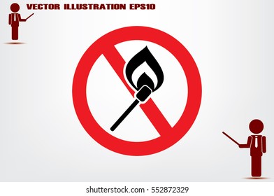 No matches and fire sign  vector EPS 10, abstract icon  flat design,  illustration modern isolated badge for website or app - stock info graphics