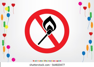 No matches and fire sign  vector EPS 10, abstract icon  flat design,  illustration modern isolated badge for website or app - stock info graphics.