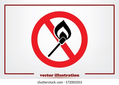No matches and fire sign  vector EPS 10, abstract icon  flat design,  illustration modern isolated badge for website or app .