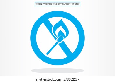 No matches and fire sign  vector EPS 10, abstract icon  flat design,  illustration modern isolated badge for website or app - stock info graphics.