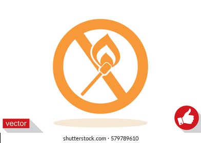 No matches and fire sign  vector EPS 10, abstract icon  flat design,  illustration modern isolated badge for website or app - stock info graphics.