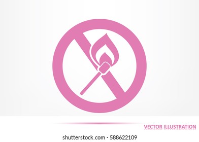 No matches and fire sign  vector EPS 10, abstract icon  flat design,  illustration modern isolated badge for website or app - stock info graphics