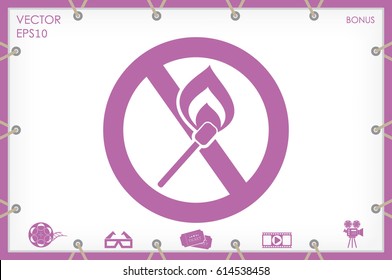 No matches and fire sign  vector EPS 10, abstract icon  flat design,  illustration modern isolated badge for website or app - stock info graphics