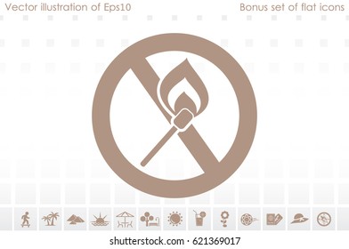 No matches and fire sign  vector EPS 10, abstract icon  flat design,  illustration modern isolated badge for website or app - stock info graphics