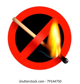 Sem sinal de fogo de matchstick. Ilustração vetorial.