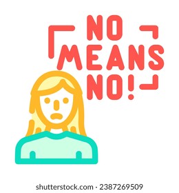 no means no feminism woman color icon vector. no means no feminism woman sign. isolated symbol illustration