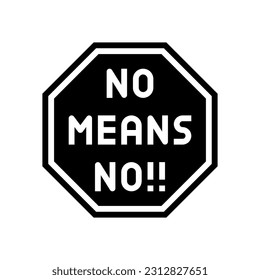 no means no feminism woman glyph icon vector. no means no feminism woman sign. isolated symbol illustration