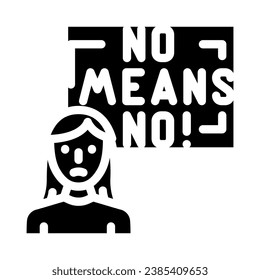 no means no feminism woman glyph icon vector. no means no feminism woman sign. isolated symbol illustration