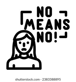 no means no feminism woman line icon vector. no means no feminism woman sign. isolated contour symbol black illustration