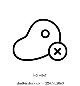 no meat icon. Line Art Style Design Isolated On White Background