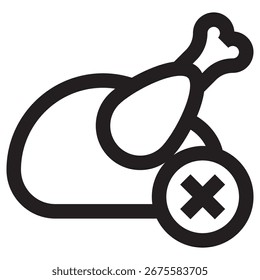 No Meat Modern Vector Icon - Minimal Illustration Symbol Template für Web Mobile App UI Design