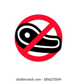 Kein Fleischzeichen. Die Küche schließt Fleisch aus. Gemütliche Gerichte. Vegetarisches Logo und Emblem. Vektorgrafik einzeln auf weißem Hintergrund. EPS10