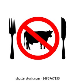 No meat sign, vegetarian concept on white background