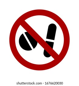 No Medicine Intake Sign. Vector Image.