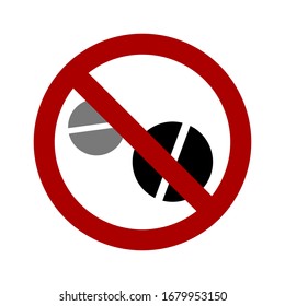 No Medicine Pills Icon. Vector Image.