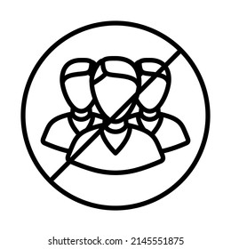 No Meeting Icon. Bold outline design with editable stroke width. Vector Illustration.