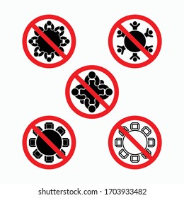 No Meeting Icon, Do Not Meeting Vector, Prohibit Icon Set