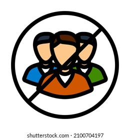 No Meeting Icon. Editable Bold Outline With Color Fill Design. Vector Illustration.