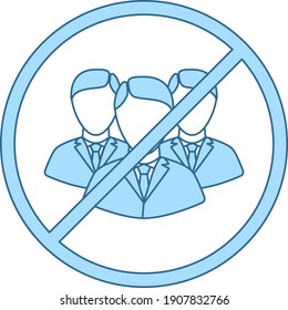 No Meeting Icon. Thin Line With Blue Fill Design. Vector Illustration.