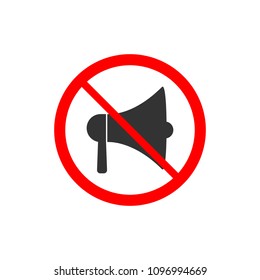 No megaphone icon. Forbidden sign. No loud music prohibition. Vector illustration.