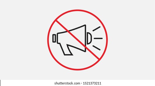 No megaphone or no speaker prohibition sign. Vector illustration. No audio
