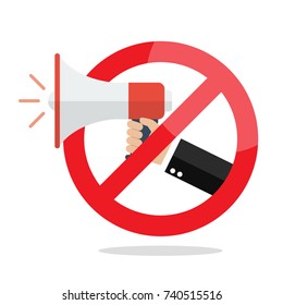 No megaphone or no speaker prohibition sign. Vector illustration