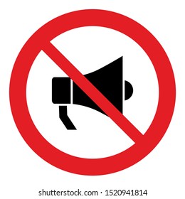  No megaphone  vector. No loud sound sign, The red circle prohibiting sing 