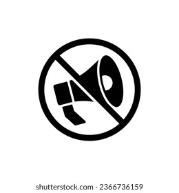  No megaphone  vector. No loud sound sign, The red circle prohibiting sing 