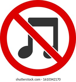 No melody vector icon. Flat No melody pictogram is isolated on a white background.
