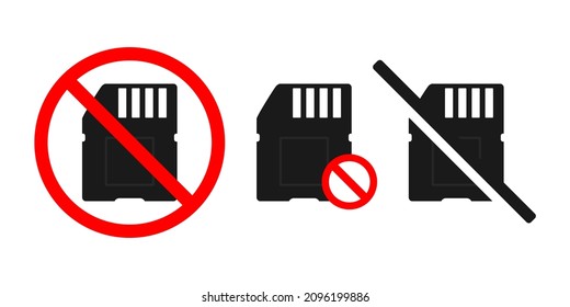 No memory card icon. Memory card prohibited. Illustration vector