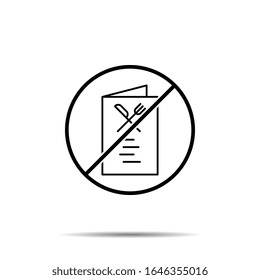 No menu, food icon. Simple thin line, outline vector of hotel service ban, prohibition, forbiddance icons for ui and ux, website or mobile application