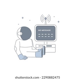 No message at screen computer at space with galaxy for no data or chat, message for ui element illustration error empty state