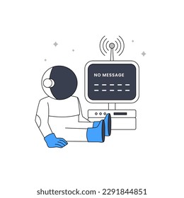 No message at screen computer at space with galaxy for no data or chat, message for ui element illustration error empty state
