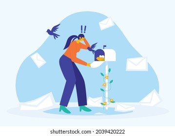 No message yet, No mail in mailbox illustration concept vector, 