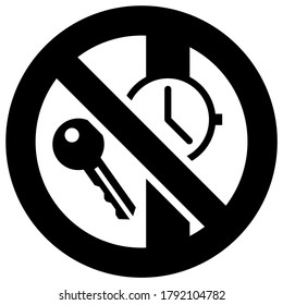 No metal articles or watches forbidden sign, modern round sticker