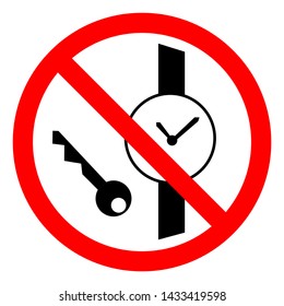 No Metallic Articles Or Watches Symbol Sign, Vector Illustration, Isolate On White Background Label .EPS10